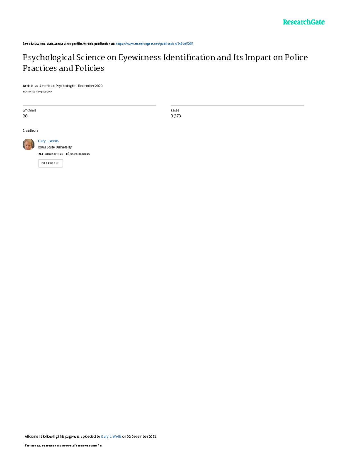 Psychological Science and Eyewitness Identification Reform Strategies ...