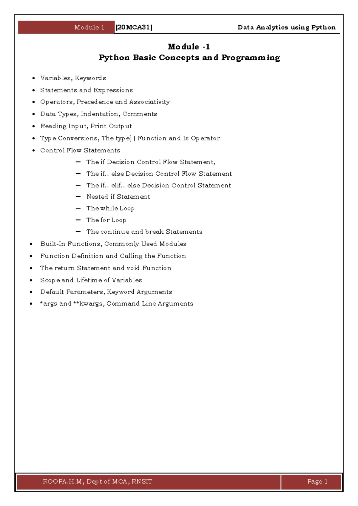 Module 4(Functions) - functions - MODULE 4 FUNCTIONS A function as ...