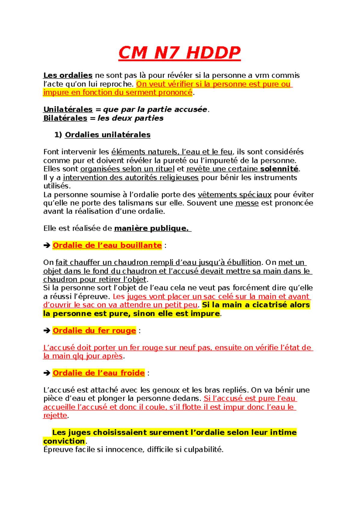 CM N7 HDDP - Les Ordalies et la Justice sous les Carolingiens - Studocu