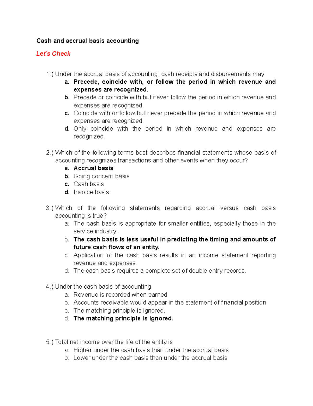 Accrual Basis Accounting MCQ Answers - Study Guide for Exam - Studocu