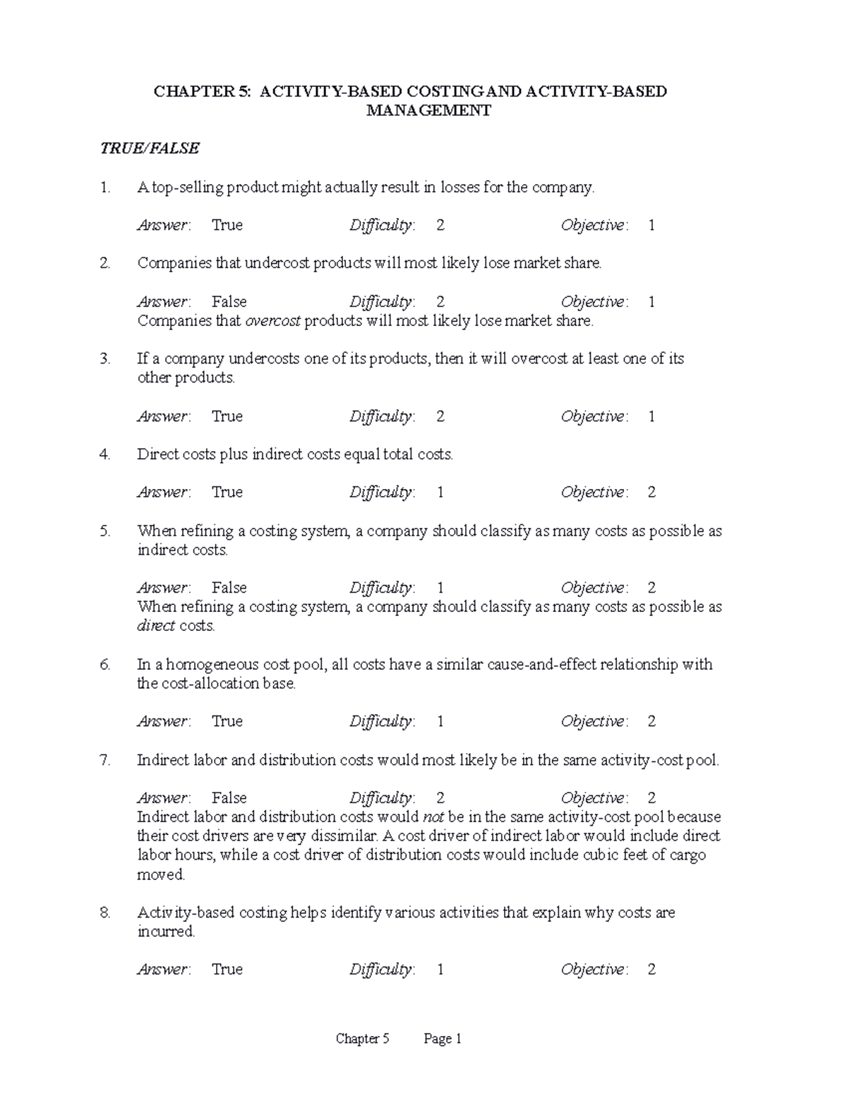 Ch05tif - Accounting - CHAPTER 5: ACTIVITY-BASED COSTING AND ACTIVITY ...