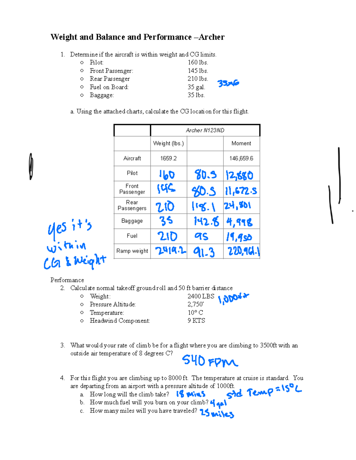 Block 2 Study Guide - Weight and Balance and Performance –Archer 1 ...