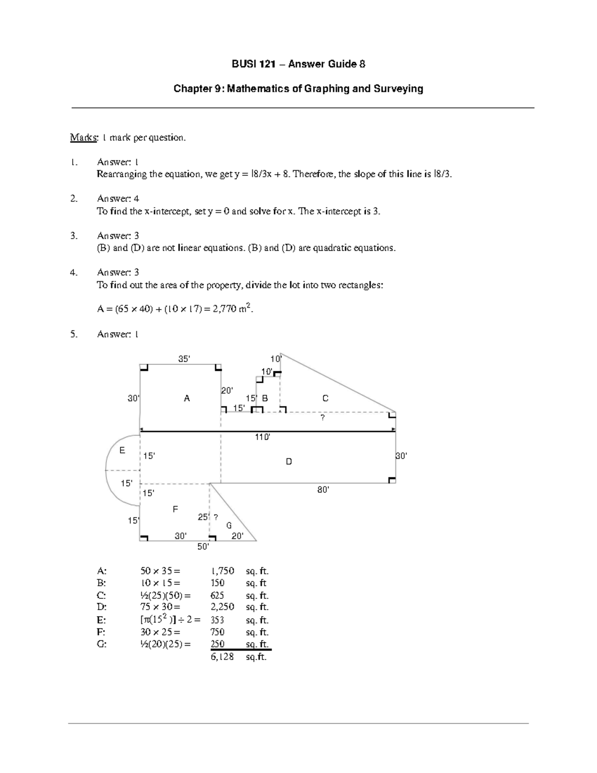 BUSI 121 – Answer Guide 8: Math of Graphing & Surveying Assignment ...