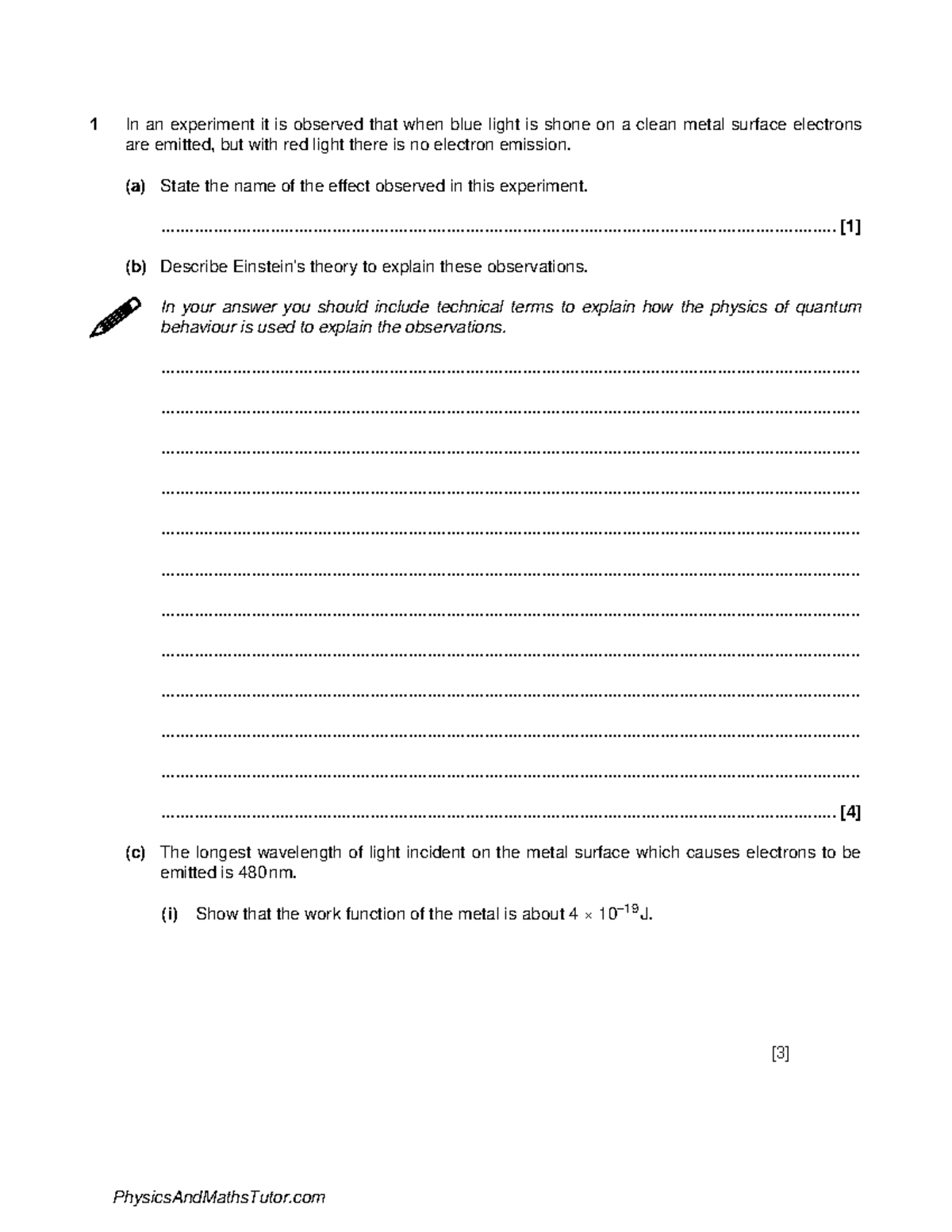 Quantum Physics 1 QP - Past Exam Paper with Solutions and Calculations ...