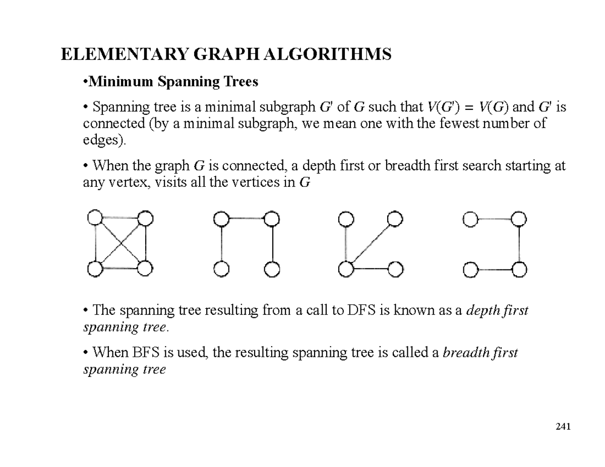 COE428-9 - notes on elementary graph algorithms and spanning trees ...