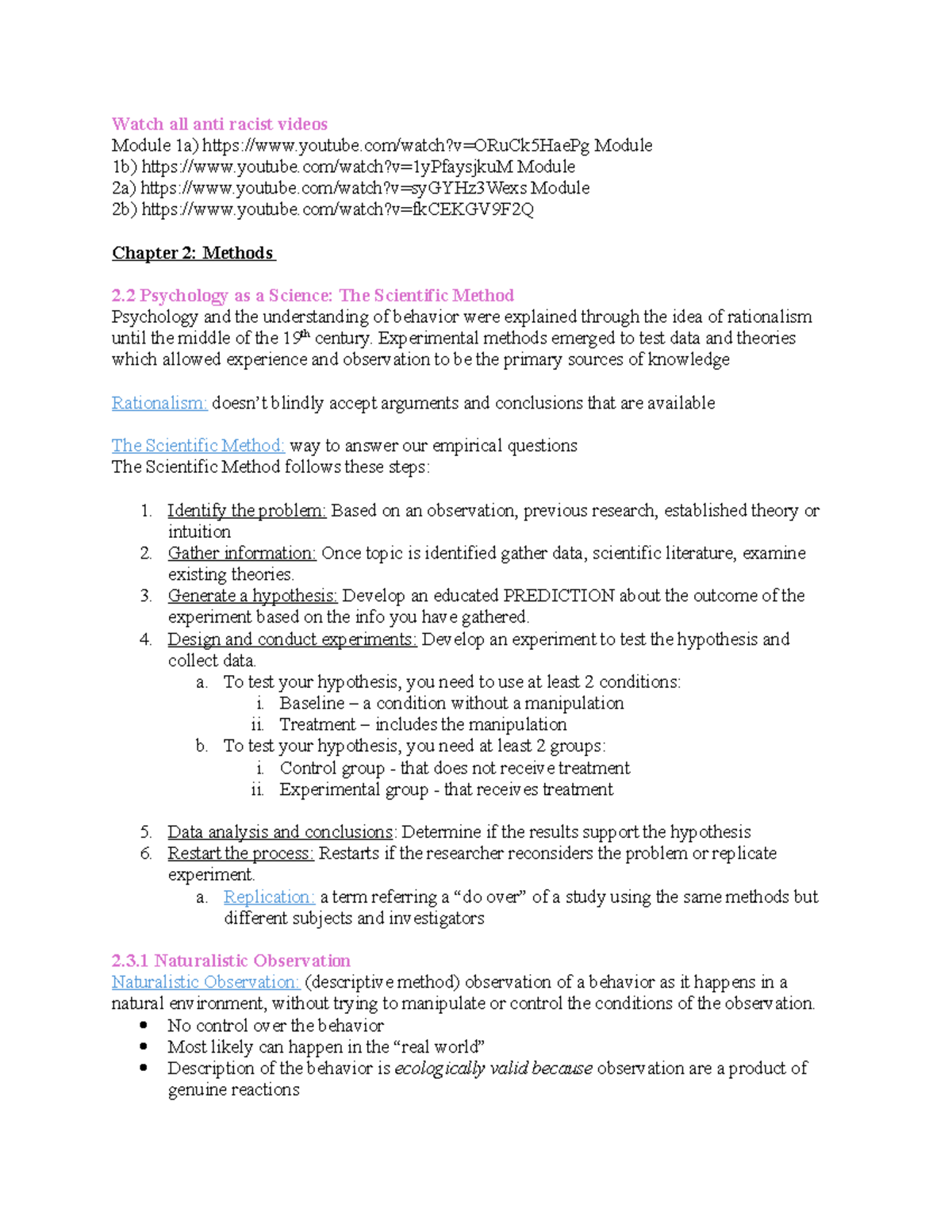 Psy1101 Final Exam Notes: Understanding Psychology Methods and Concepts ...