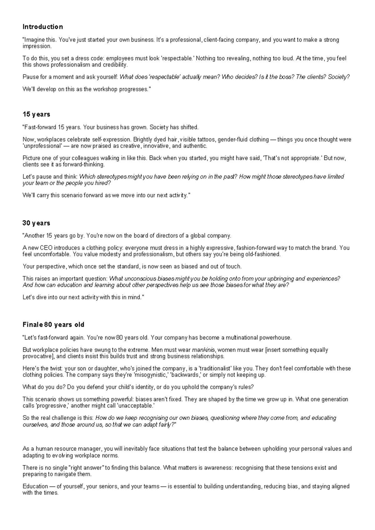 MANT345 Workshop Script: Navigating Workplace Dress Codes and Biases ...