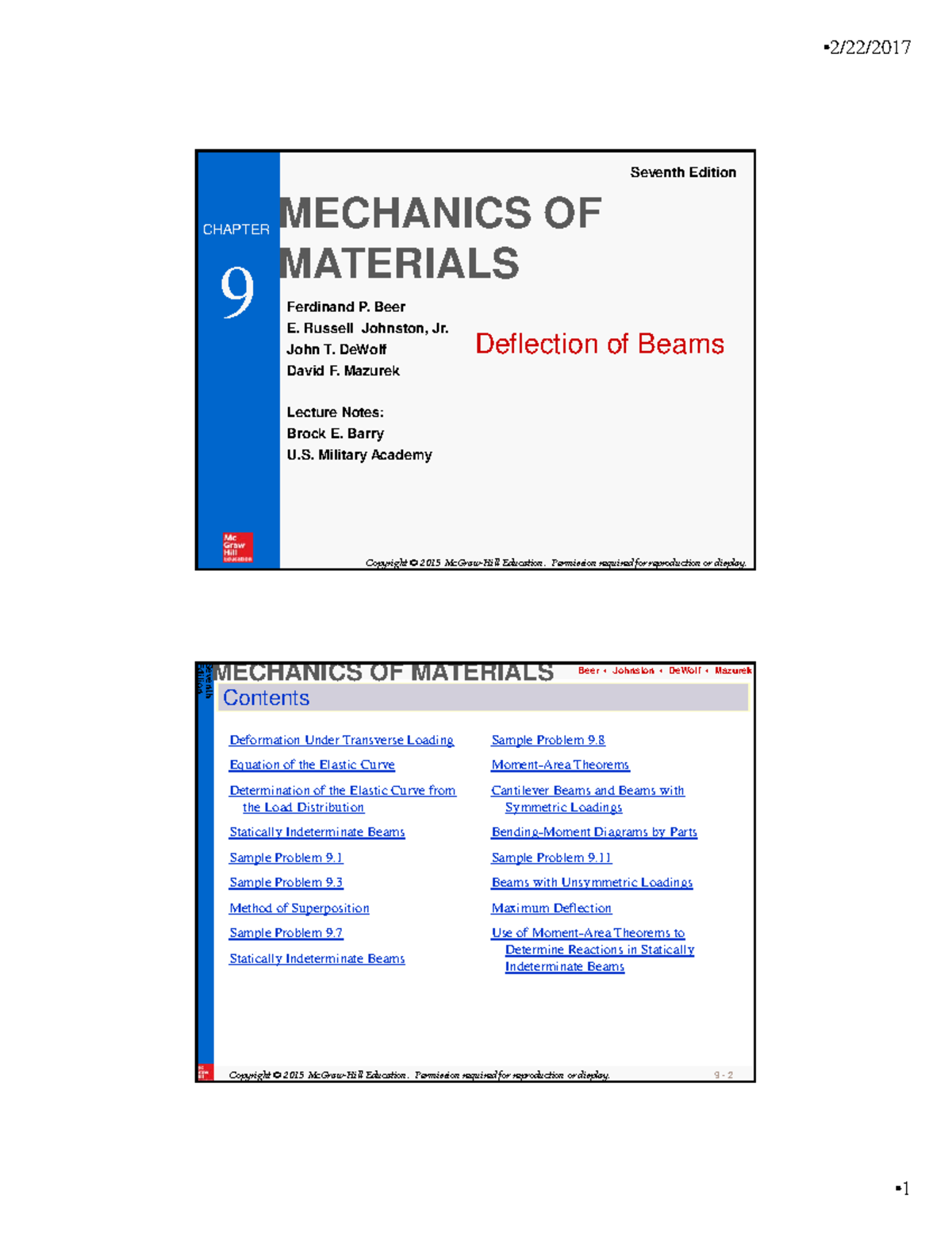 CHAPTER 09: MECHANICS OF MATERIALS - LECTURE NOTES & PROBLEMS - Studocu
