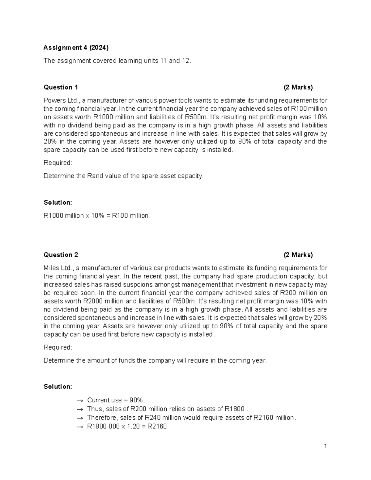 Assignment 4 solutions - Assignment 4 (2024) The assignment covered ...