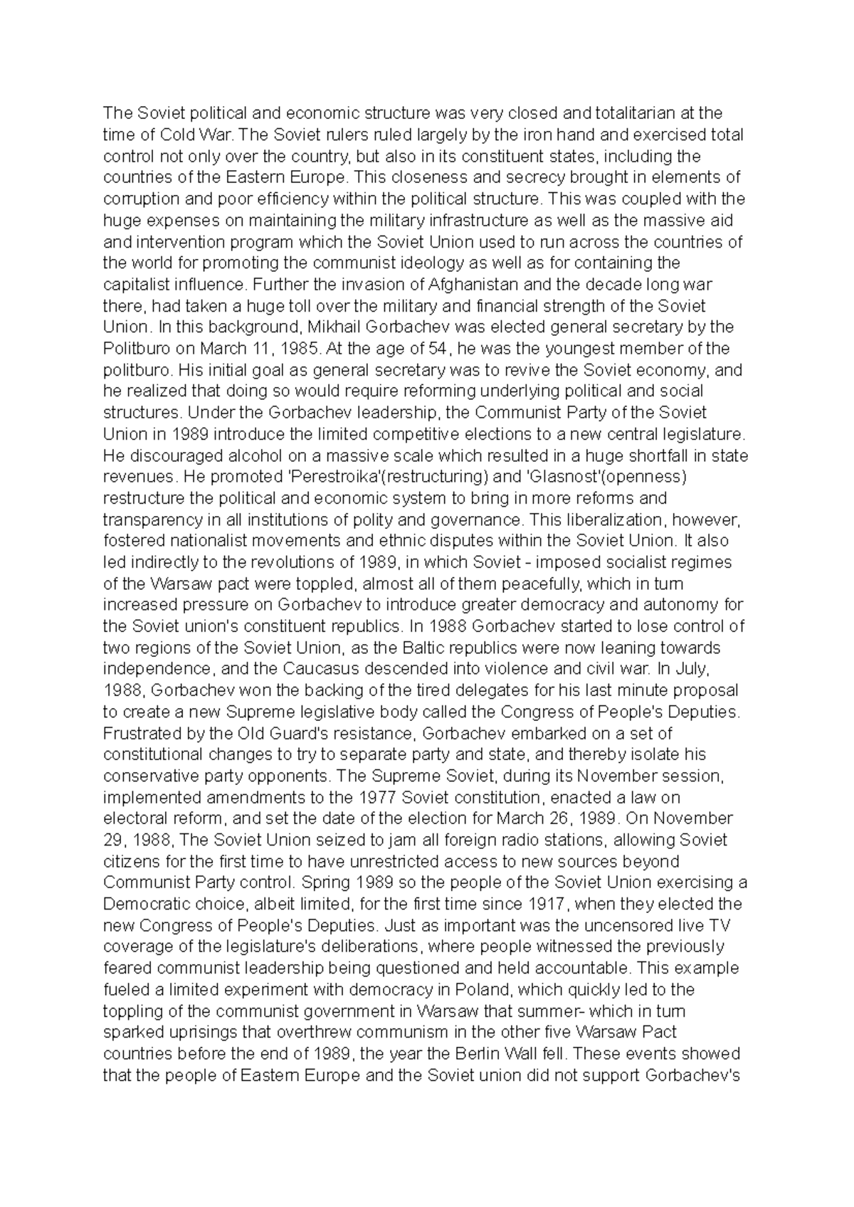 Dissolution of the Soviet Union: Gorbachev's Reforms and Consequences ...