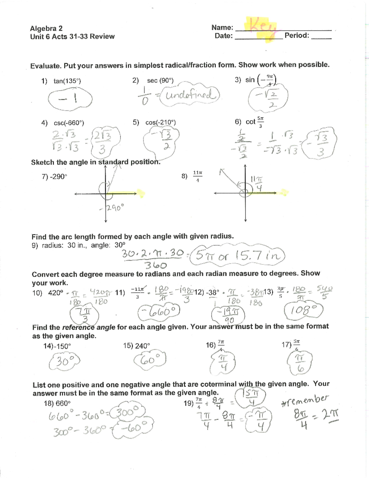 Algebra 2 - Unit 6 Acts 31-33 Review Answers and Solutions - Studocu