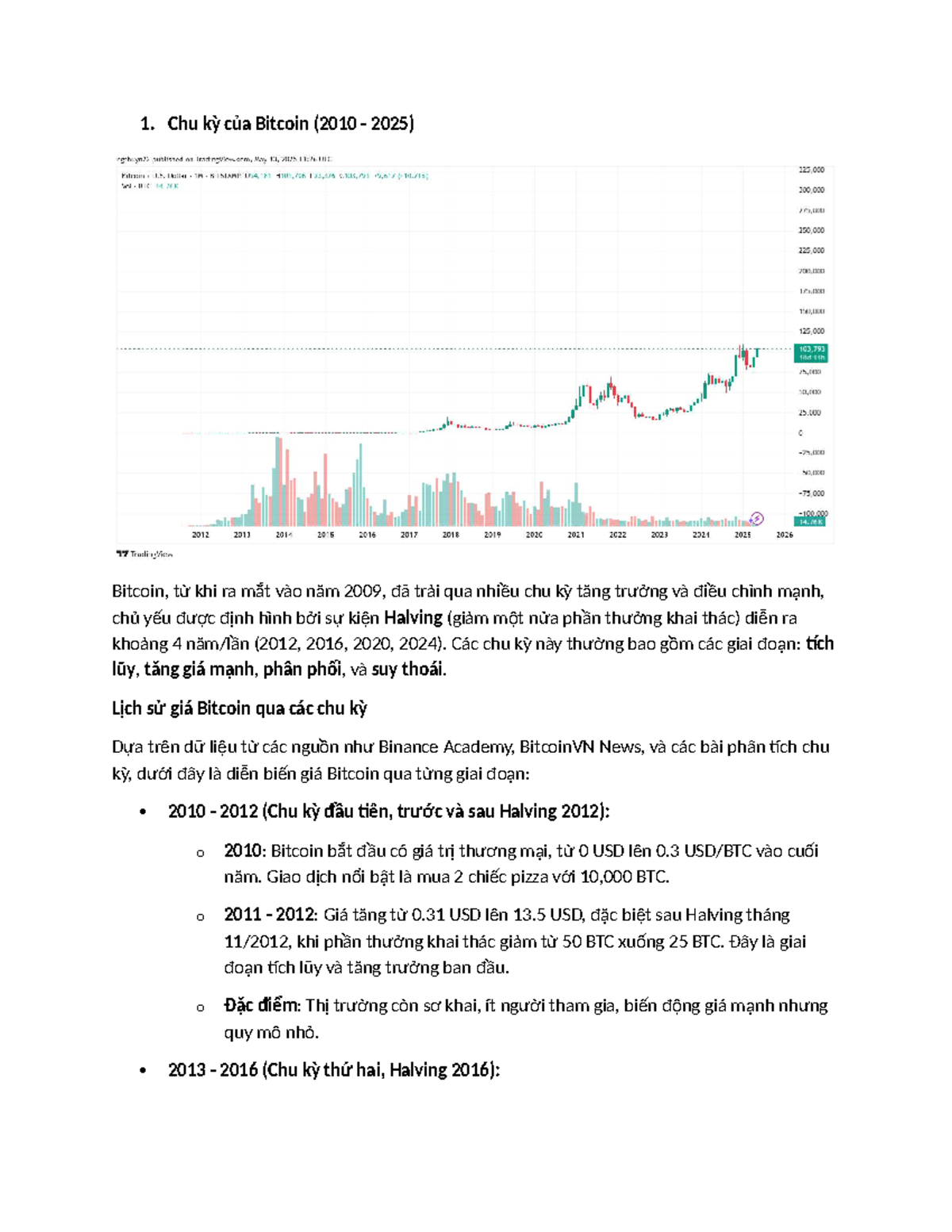 Chu kỳ Bitcoin 2010-2025: Tăng trưởng, Điều chỉnh và Dự Đoán - Studocu