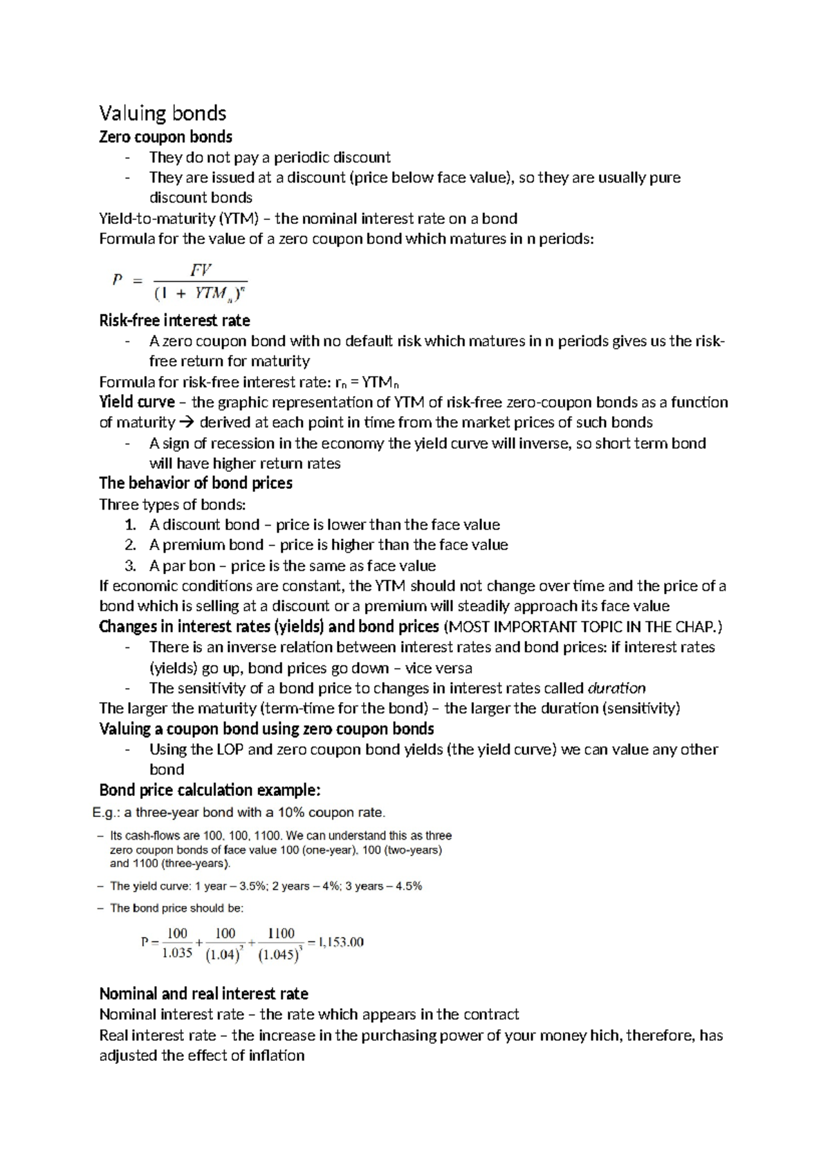 Valuing Zero Coupon Bonds: Key Concepts and Calculations - Studocu