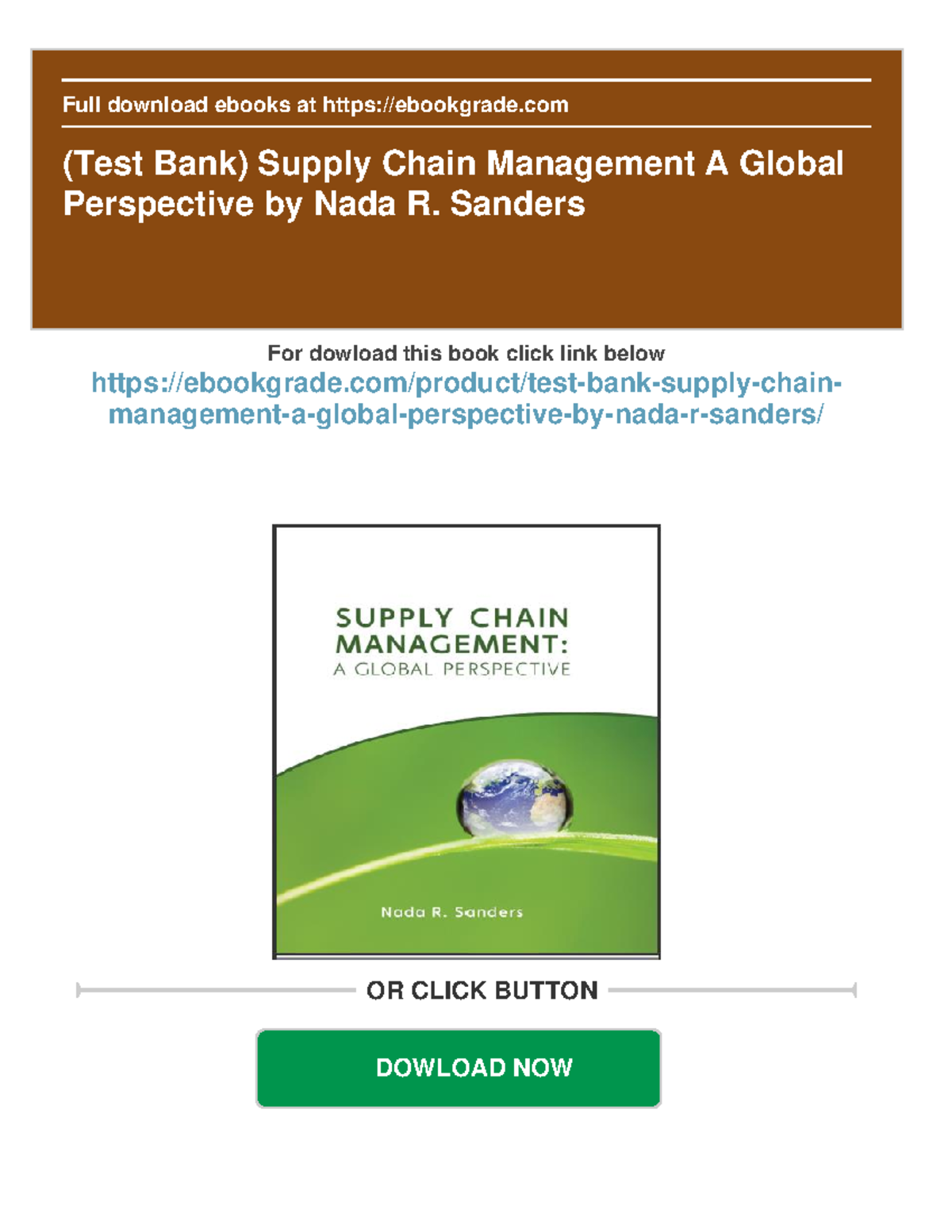 765471814 Test Bank - Supply Chain Management: Global Perspective - Studocu