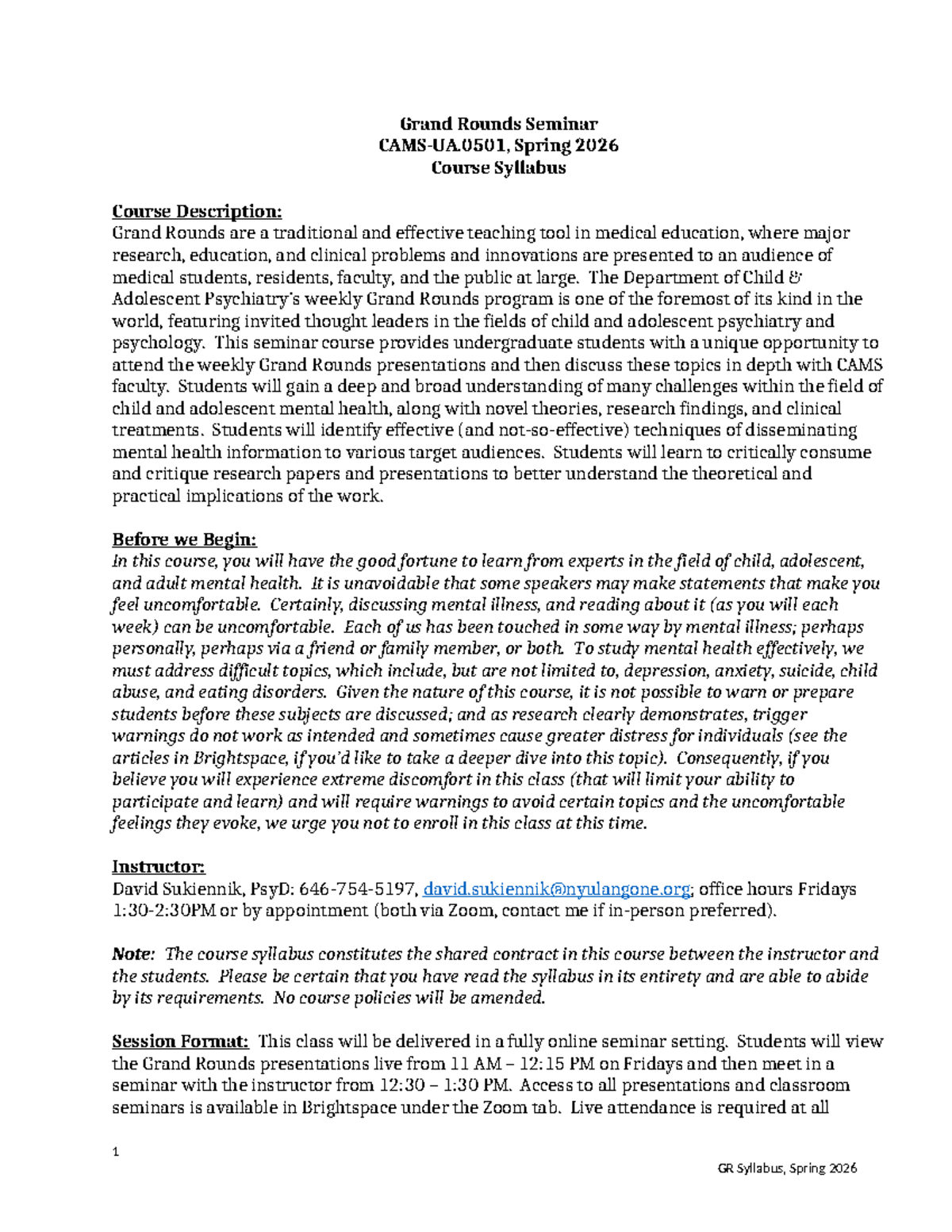 CAMS 2026 Grand Rounds Seminar Syllabus and Course Overview - Studocu