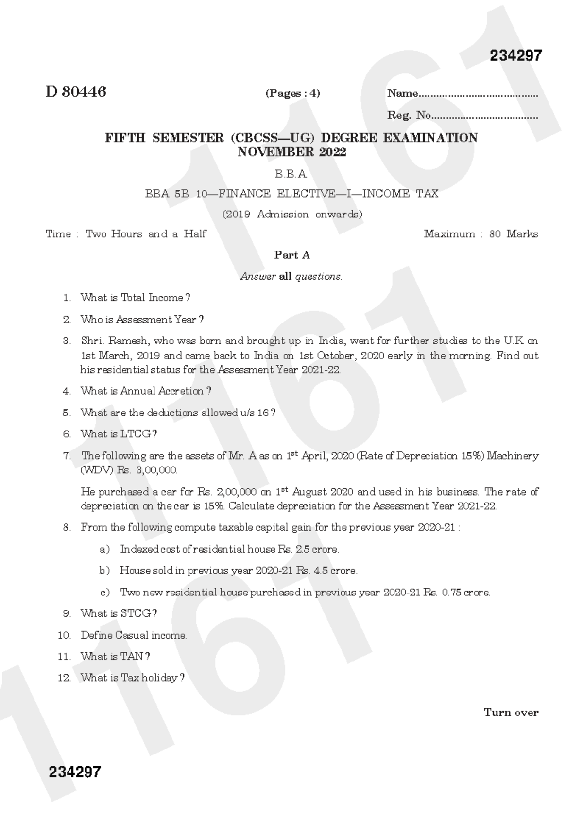 BBA 5B Income Tax Short Notes - Fifth Semester Exam 2022 - Studocu