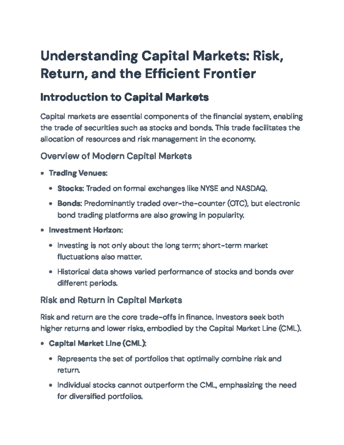 Understanding Capital Markets: Risk, Return, and Portfolio Strategies ...