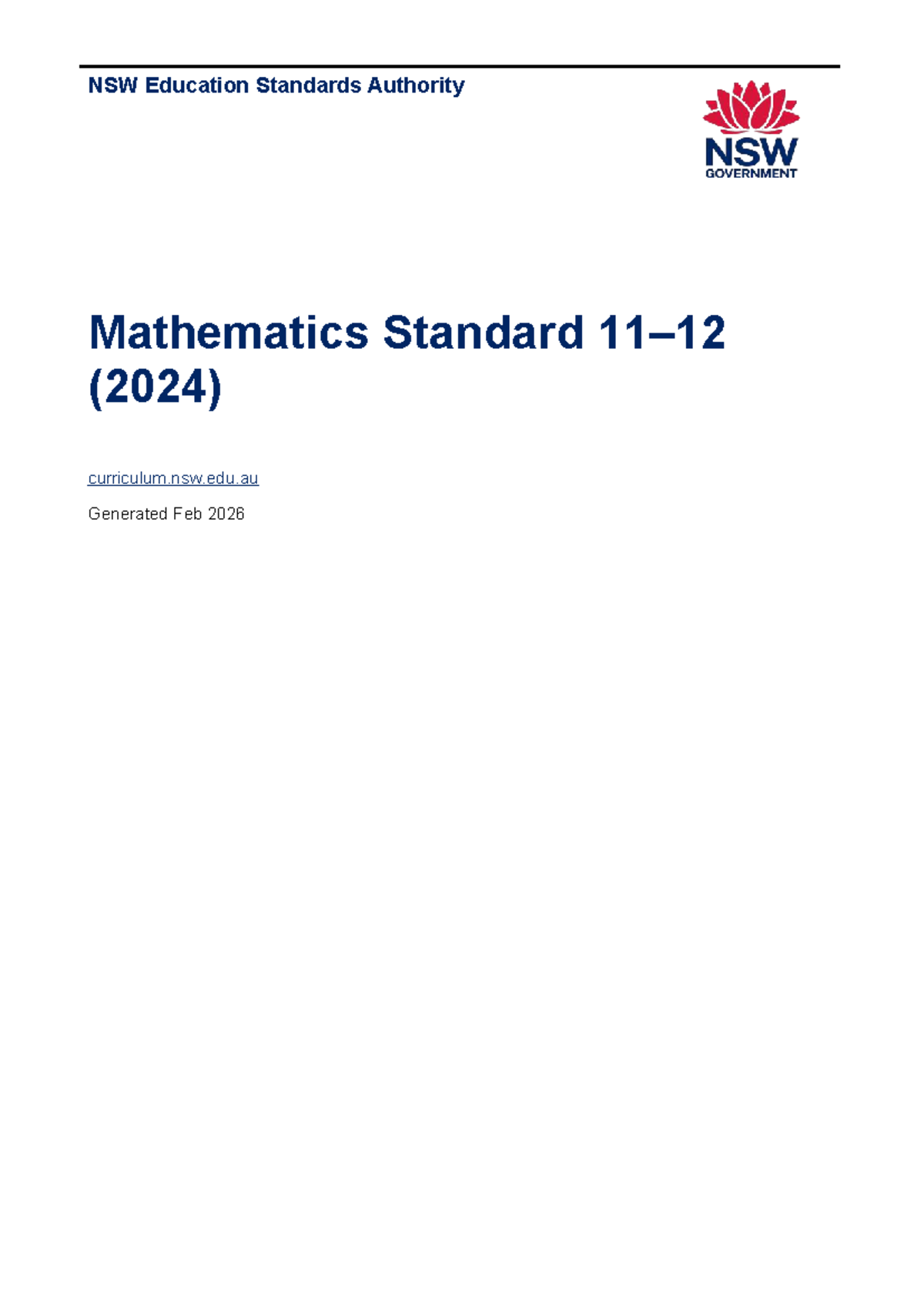 NESA Mathematics Standard Curriculum Overview (2024) for Year 11 & 12 ...