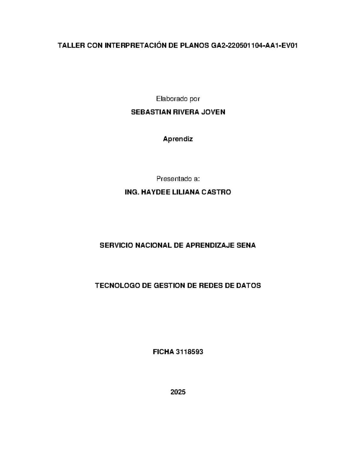 Taller GA2-220501104: Interpretación de Planos para Instalación de Red - Document Preview