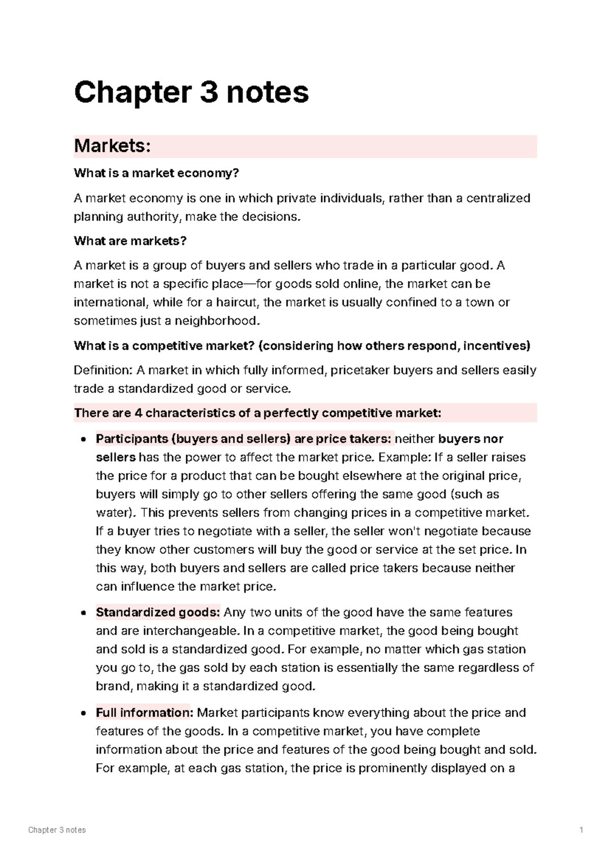 Econ 101 Chapter 3 Notes: Understanding Market Economies and Demand ...