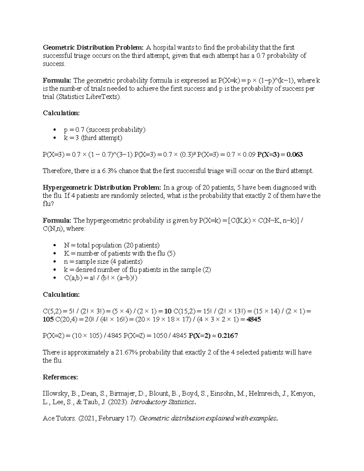 Statistics 101: Geometric & Hypergeometric Distribution Problems - Studocu