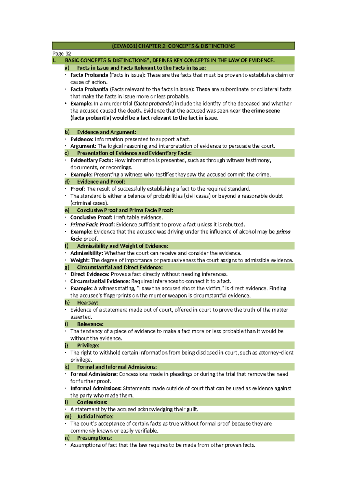 (CEVA031) Chapter 2: Key Concepts & Distinctions in Evidence Law - Studocu