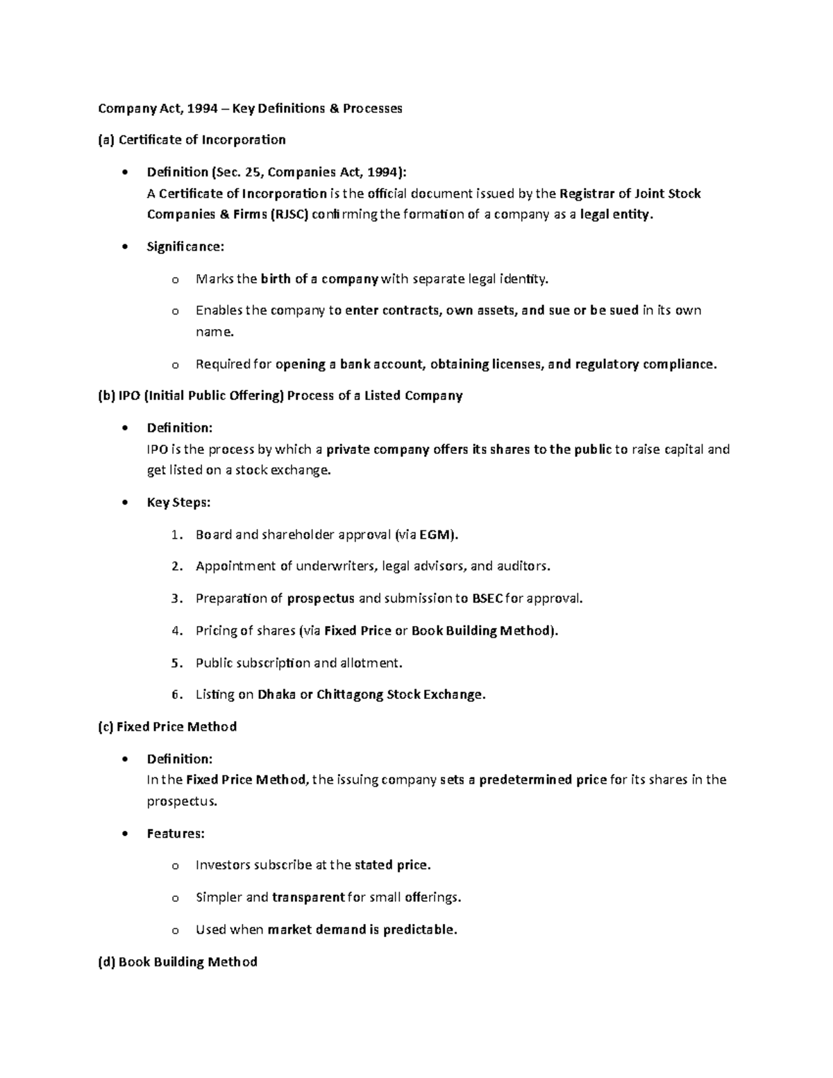 Company Act & Labor Act Key Definitions and Processes (Bangladesh ...