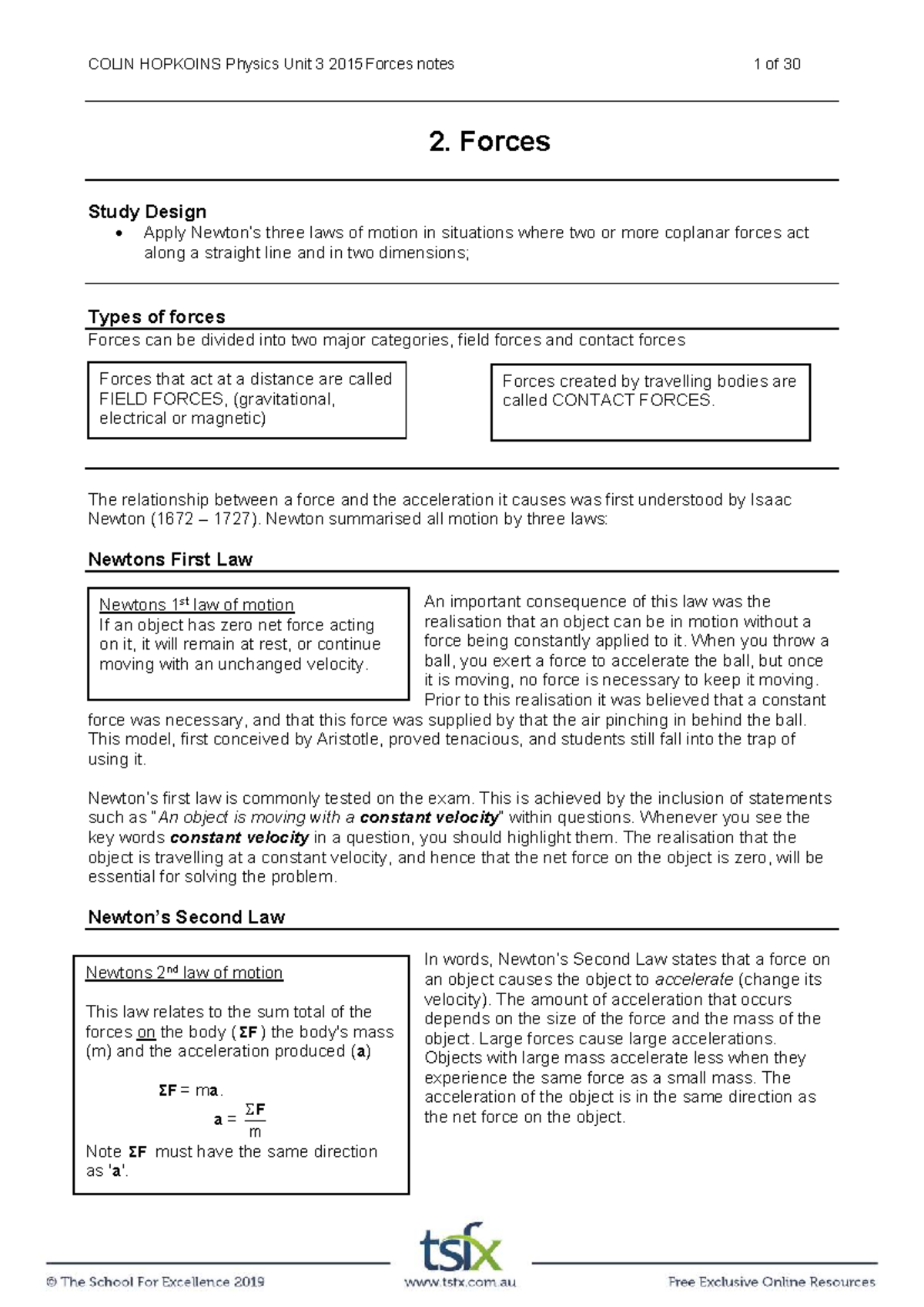 Physics Unit 3 2015: Comprehensive Forces Study Notes - Studocu