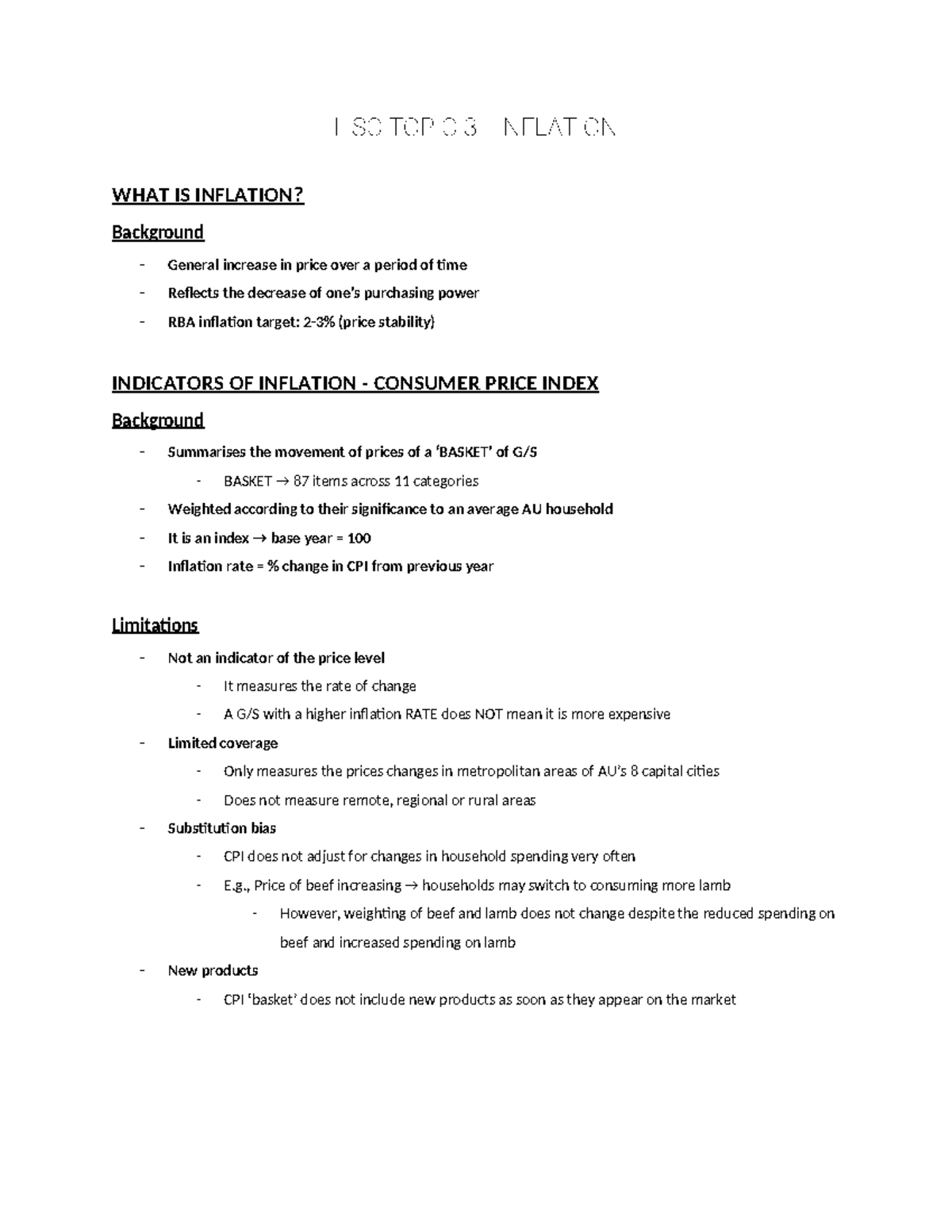 HSC Inflation Notes: Understanding Causes, Effects, and Policies - Studocu