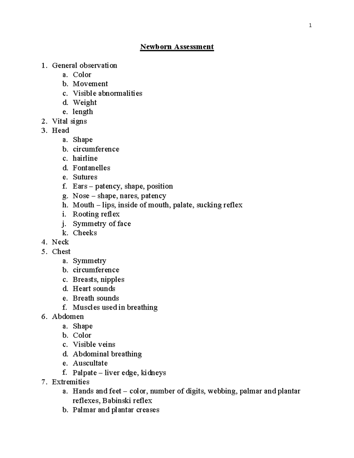 S8 Newborn Assessment - Key Observations and Vital Signs - Studocu