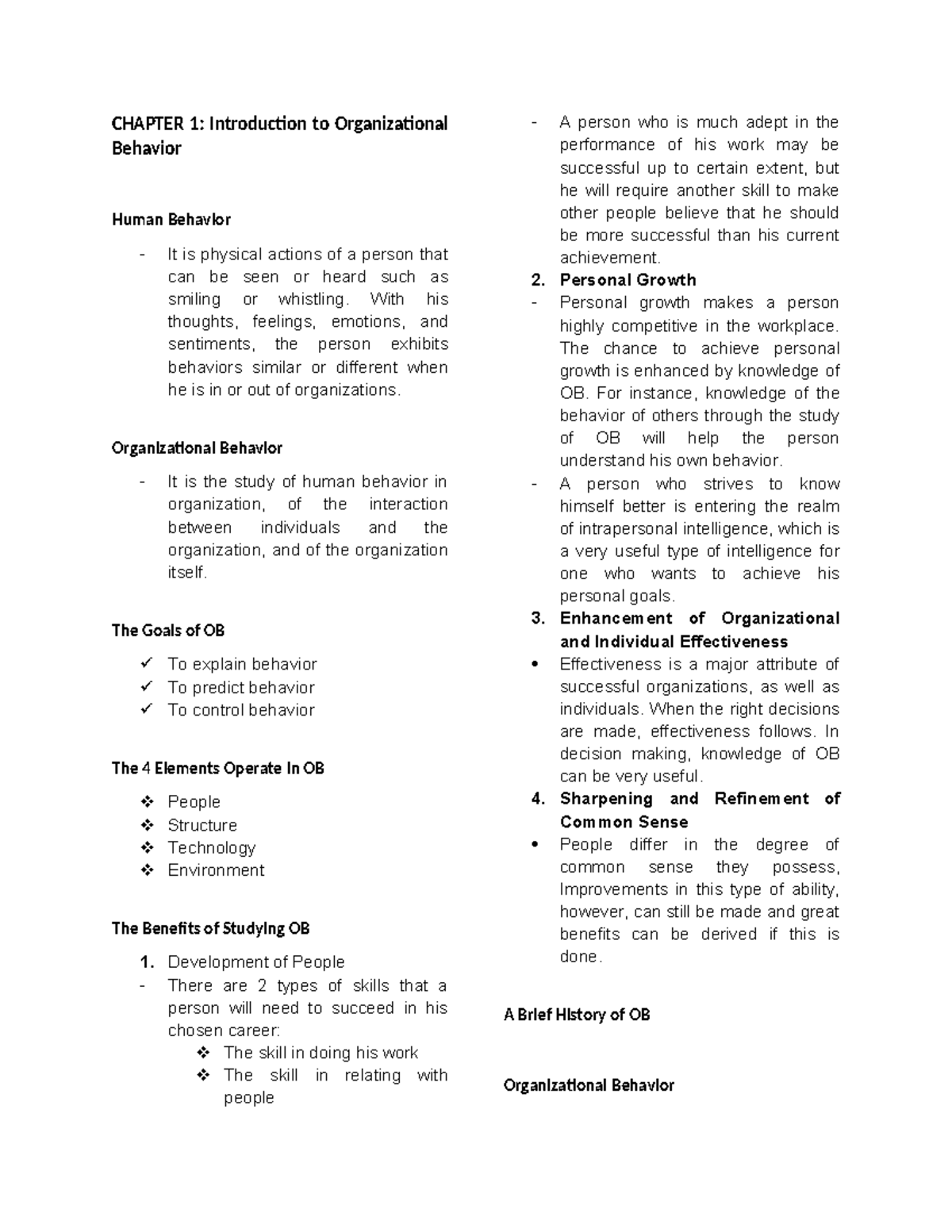 HBO C1-C3: Introduction to Organizational Behavior and Diversity - Studocu