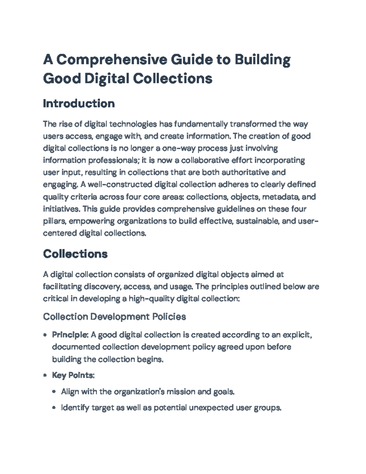 Guidelines for Building Effective Digital Collections: A Comprehensive ...