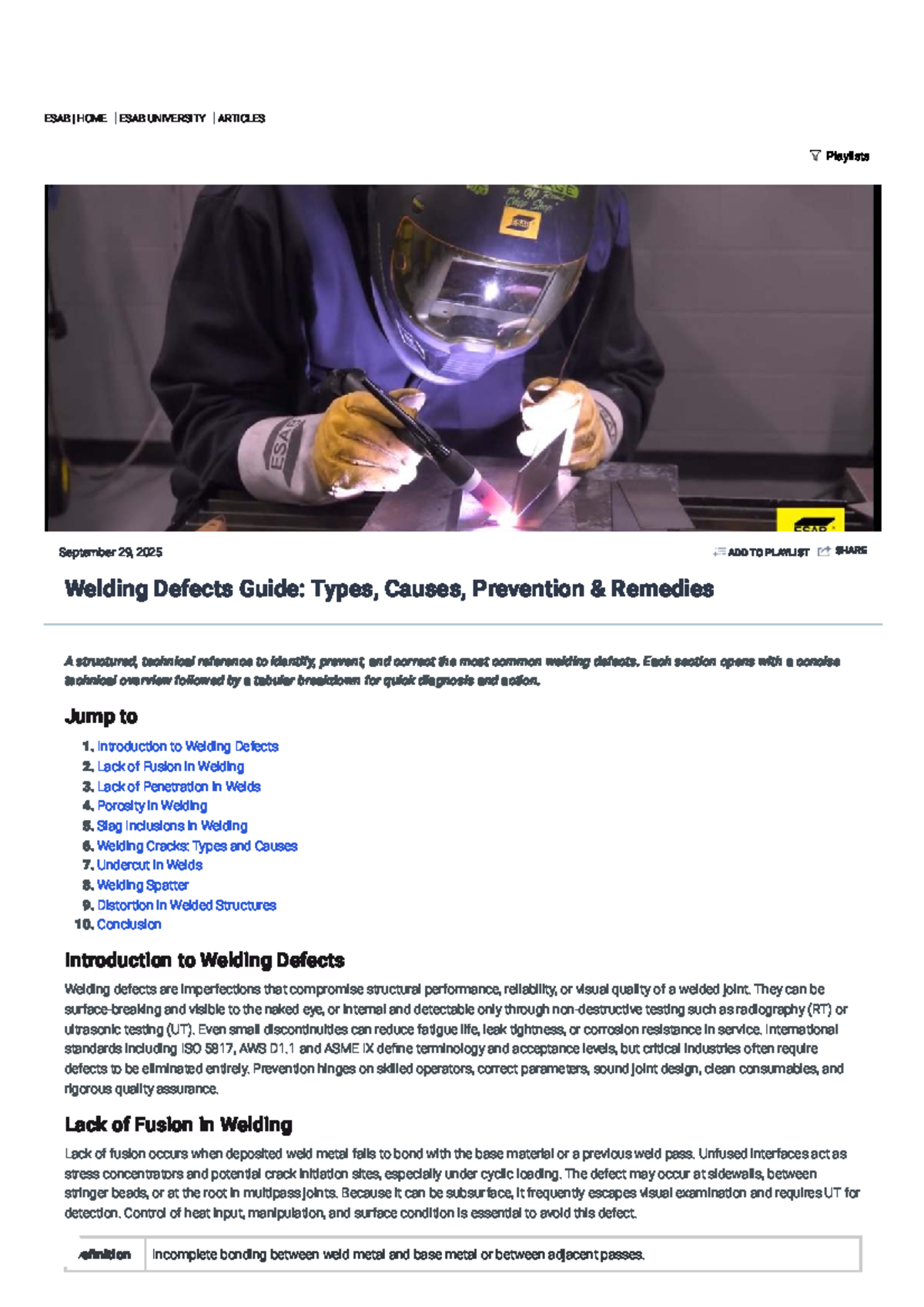 Welding Defects Guide: Types, Causes & Prevention - ESAB RO - Studocu