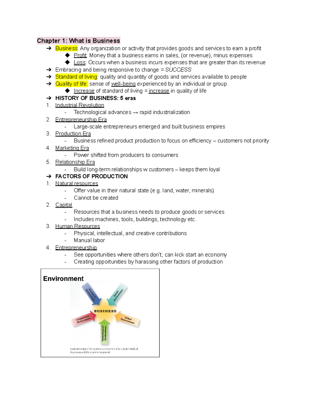 BUS 101: Business Exam #1 Review - Key Concepts and Topics - Studocu
