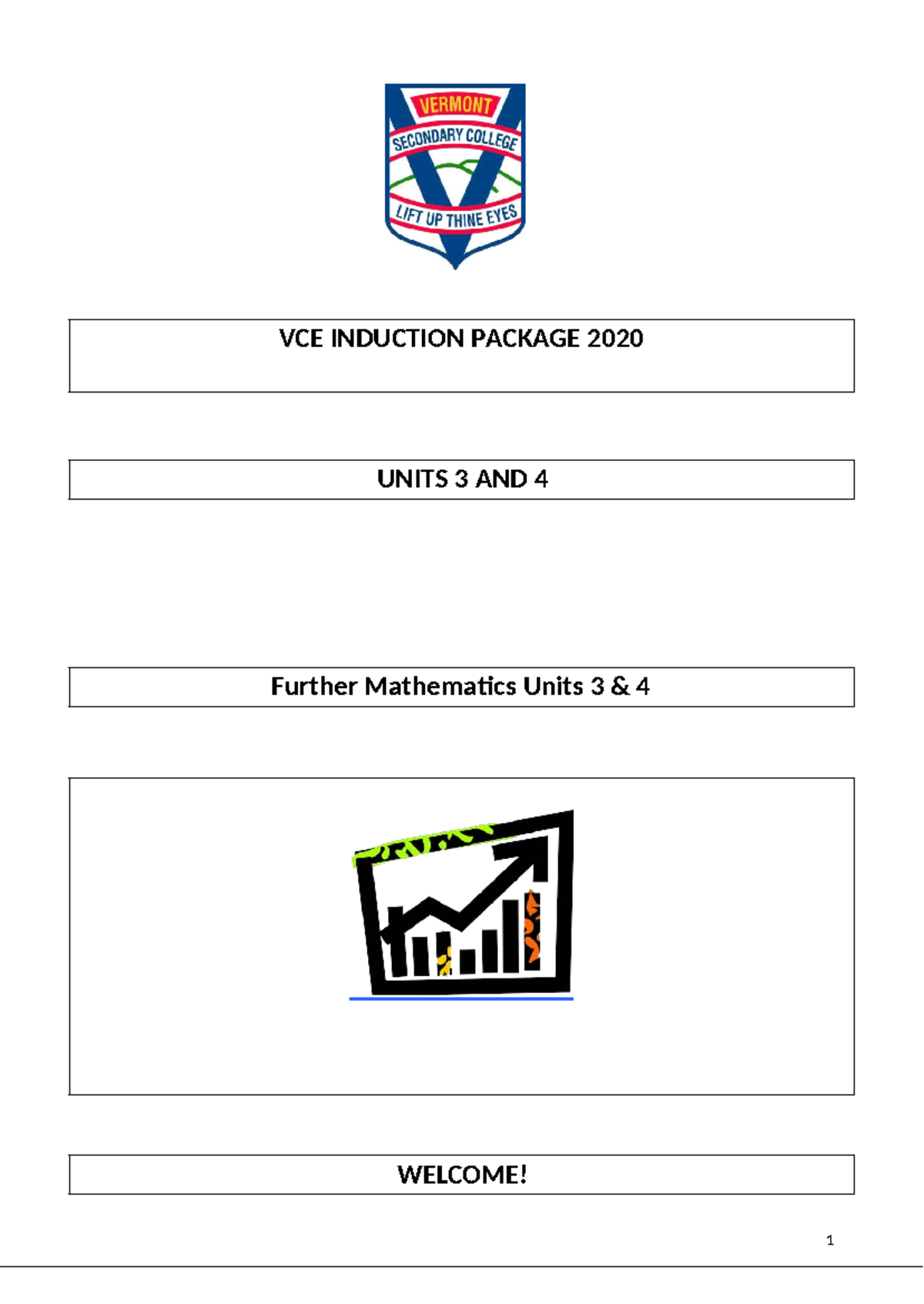 2020 VCE Induction Package: Further Mathematics Units 3 & 4 Guide - Studocu