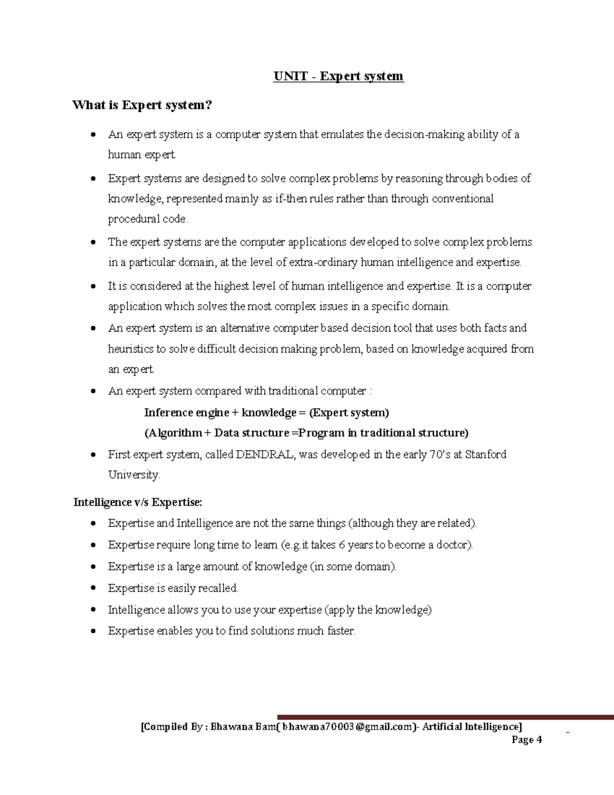 AI Chapter-8 Expert System - [Compiled By : Bhawana Bam( bhawana70003 ...
