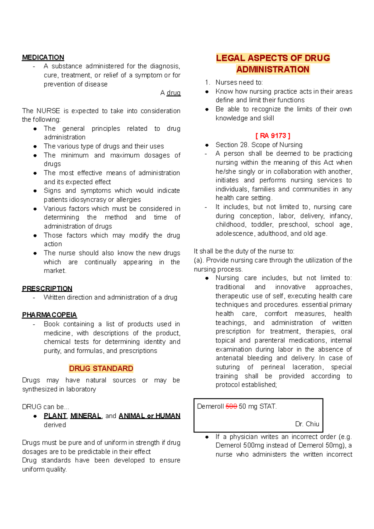 RLE 109_MATERNAL - MEDICATION A substance administered for the ...