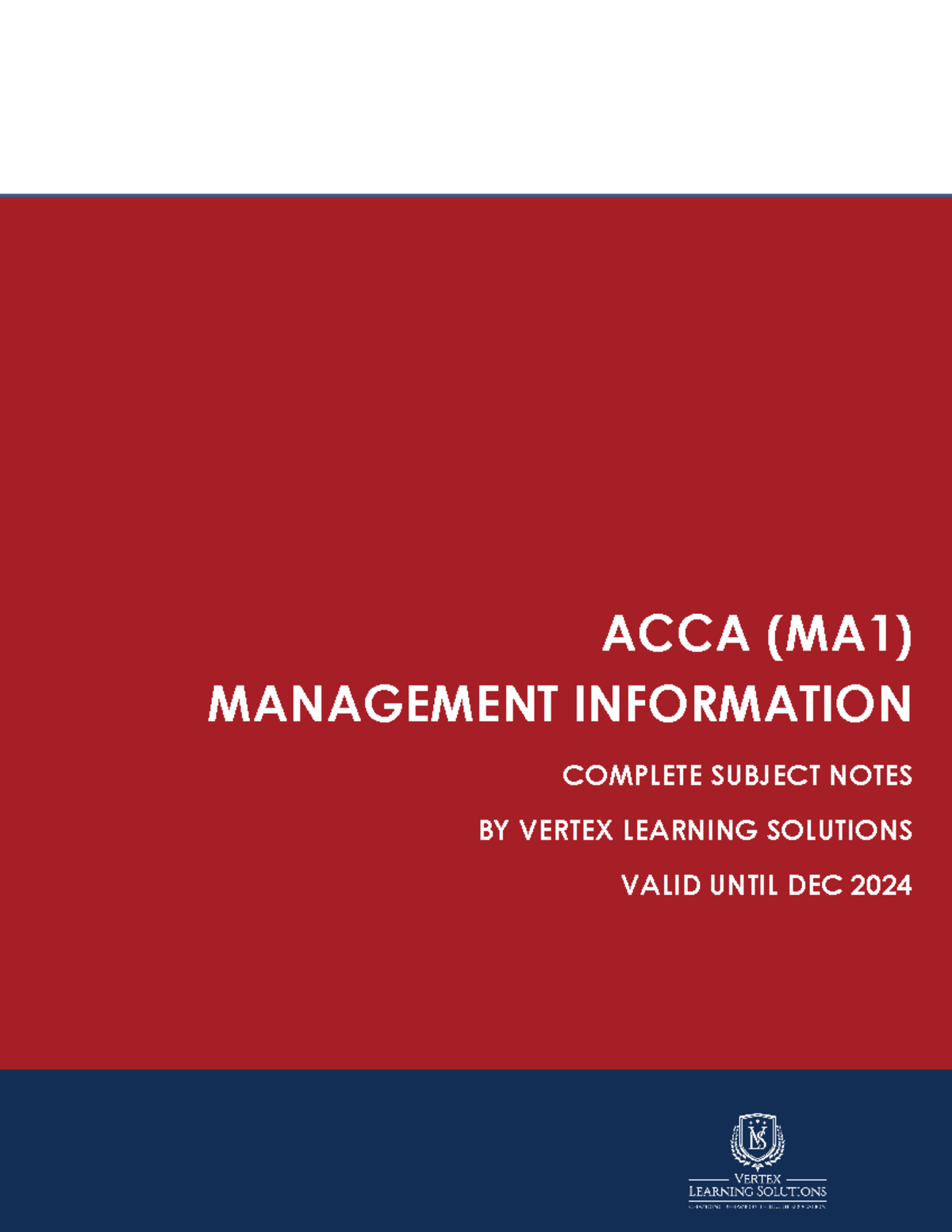 ACCA MA1 Final Exam Complete Study Notes by Vertex Learning Solutions ...
