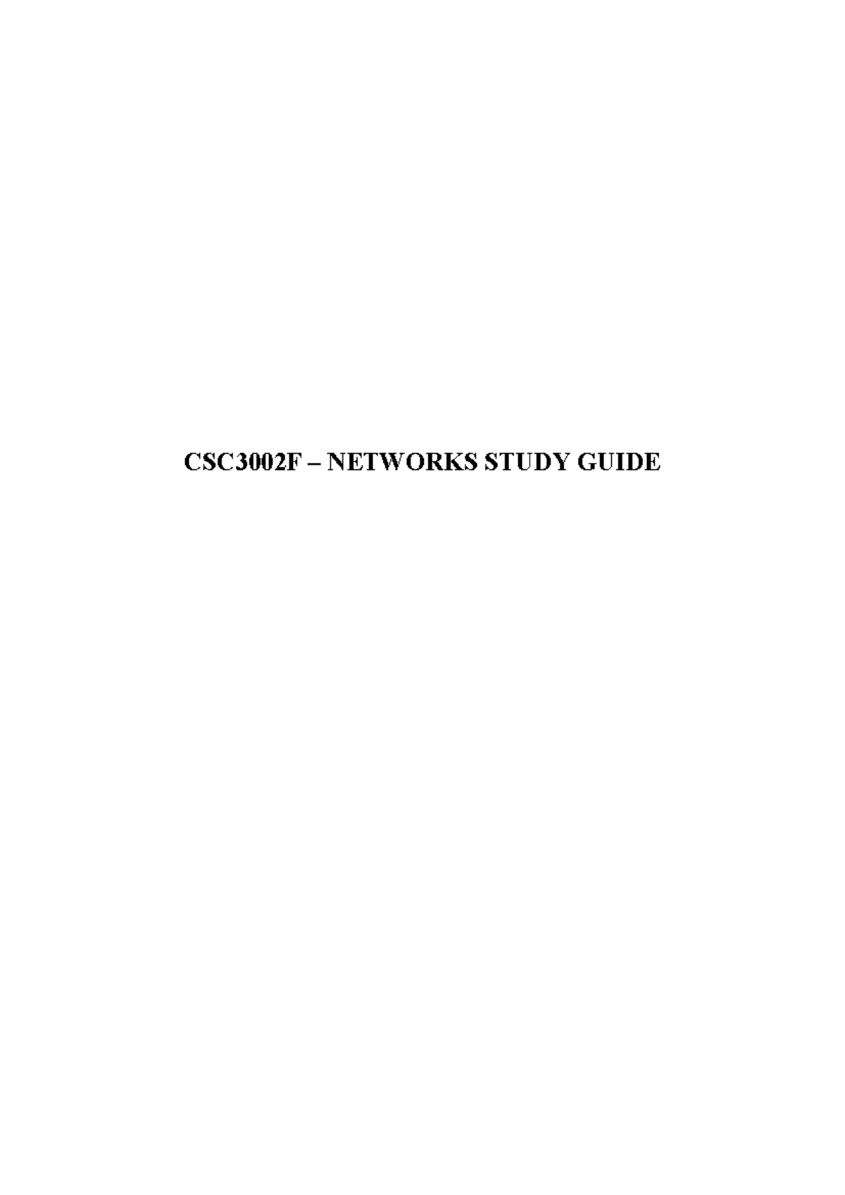 CSC3002F Networks Study Guide: Introduction to the Internet and ...