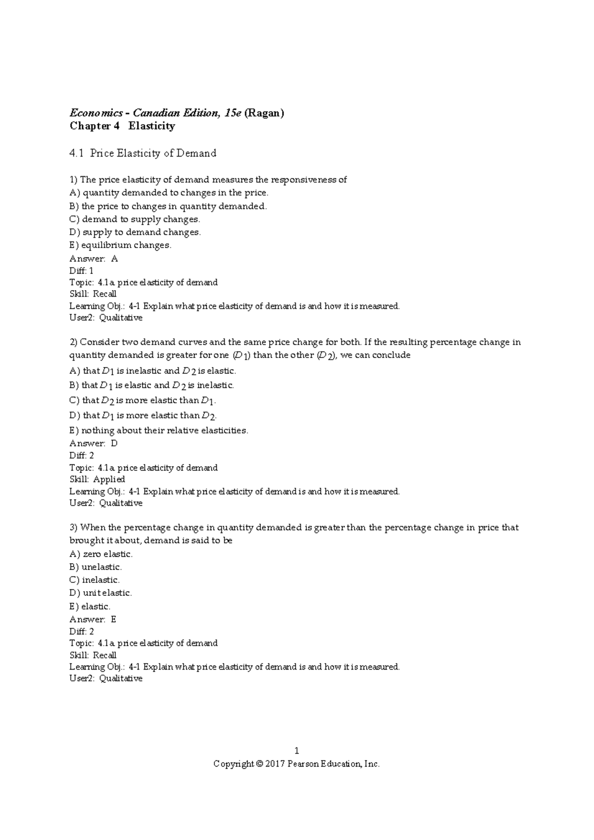 Chap 4 - Elasticity Practice Test (ECO 101) - Studocu