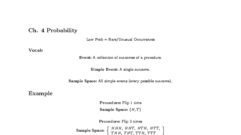 Ch. 4 Probability: Low Probability Occurrences and Key Concepts - Studocu