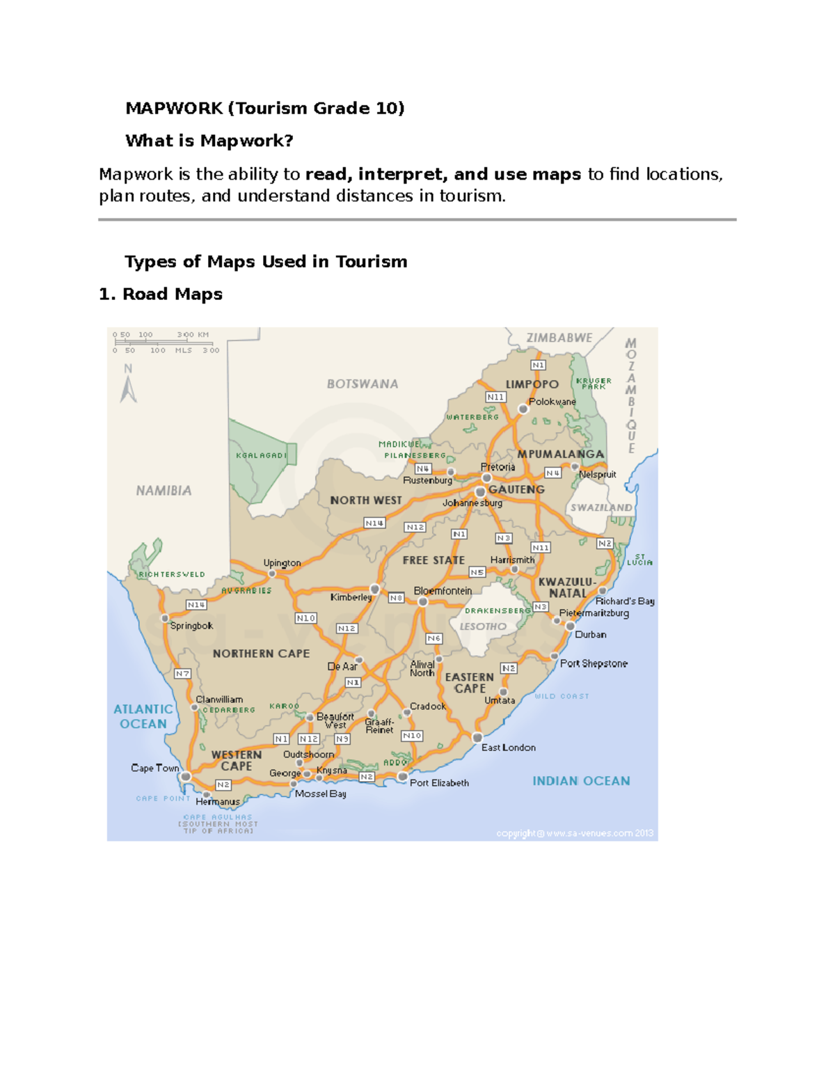 Grade 10 MAPWORK: Understanding Map Skills & Tour Planning - Studocu