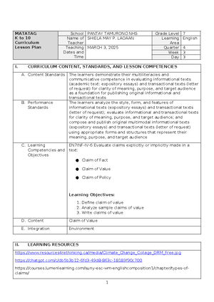 DLL Quarter 1 Mapeh 8 ARTS WEEK 2 - GRADES 1 to 12 DAILY LESSON LOG ...