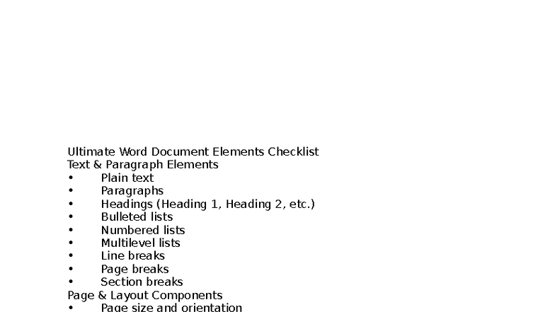 Word Document Elements for Thesis: A Comprehensive Checklist - Studocu