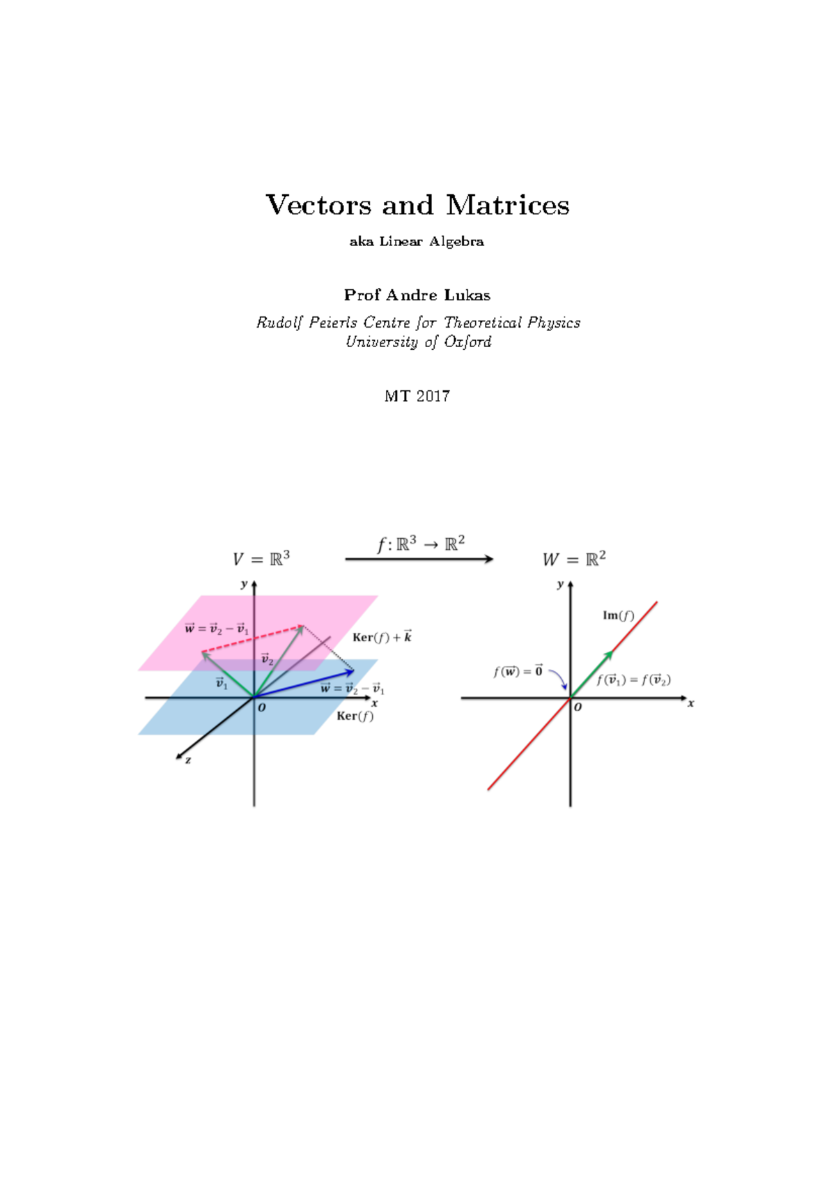 VM Lecture Notes: Understanding Vectors & Matrices in Linear Algebra ...