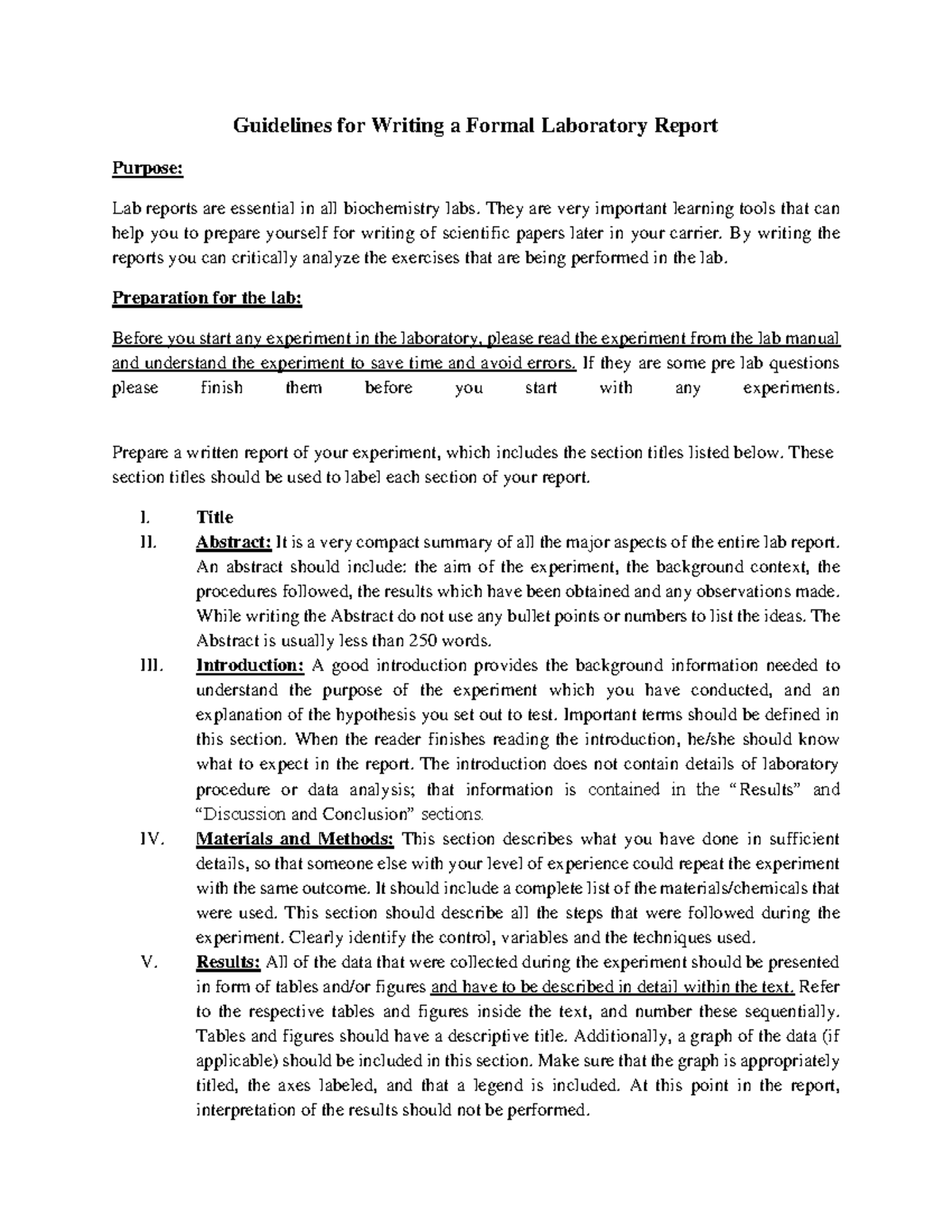 Biochemistry Lab Report Guidelines - Writing Essentials 2020 - Studocu