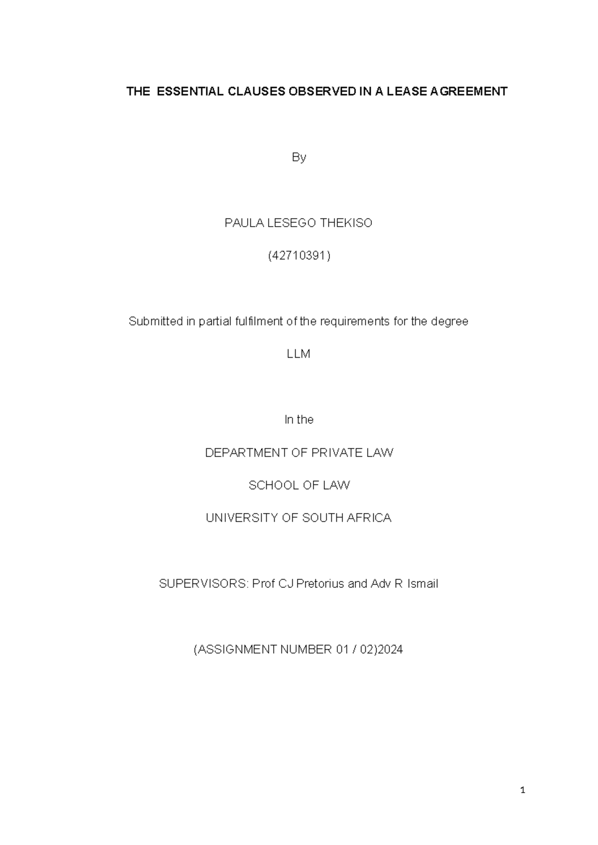 PRL5901-Assignment 01 ( 8 May 2024) - THE ESSENTIAL CLAUSES OBSERVED IN ...