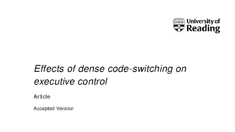 Effects of Dense Code-Switching on Executive Control (Linguistics ...