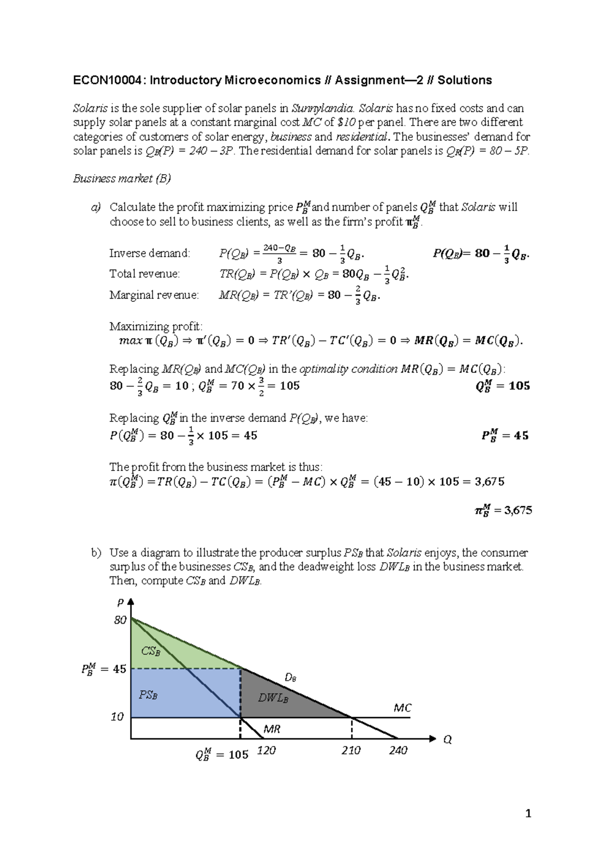 University of Melbourne Microeconomics ECON10004 2021 Assignment 2 ...