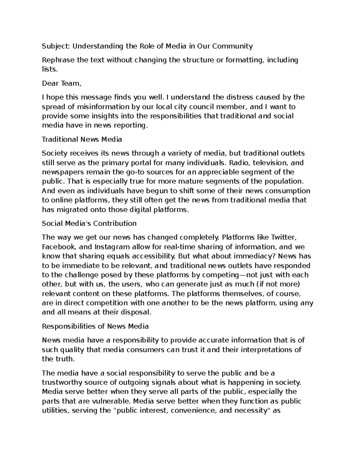 Week 5 - Paper: The Role of Media in Our Community - Studocu